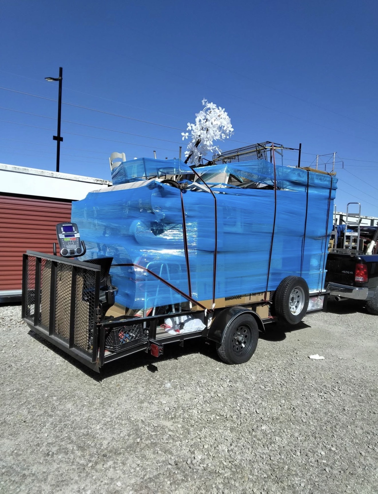 Fully wrapped trailer ready for transport